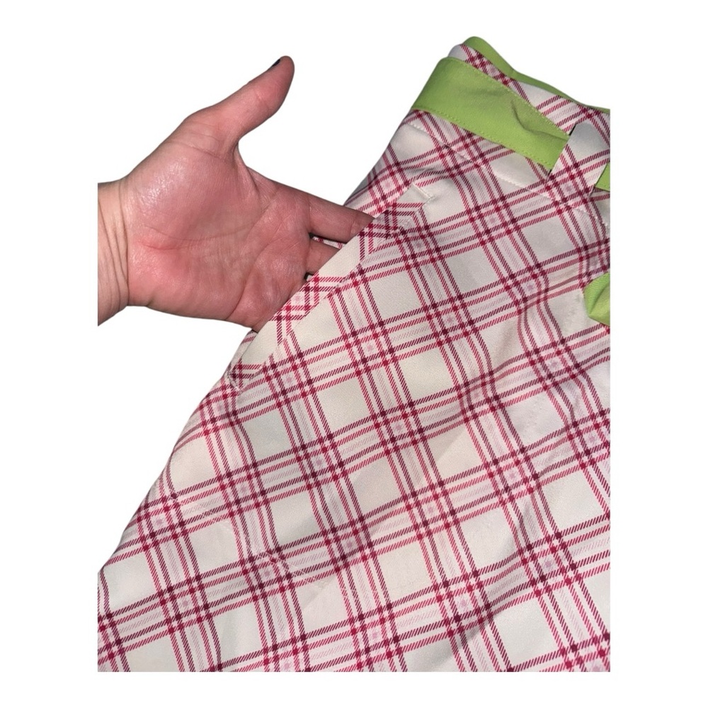 Jack Nicklaus Golf White Pink Green Gingham A-Line Skirt Skort & Shorts Size 6 - Picture 4 of 8